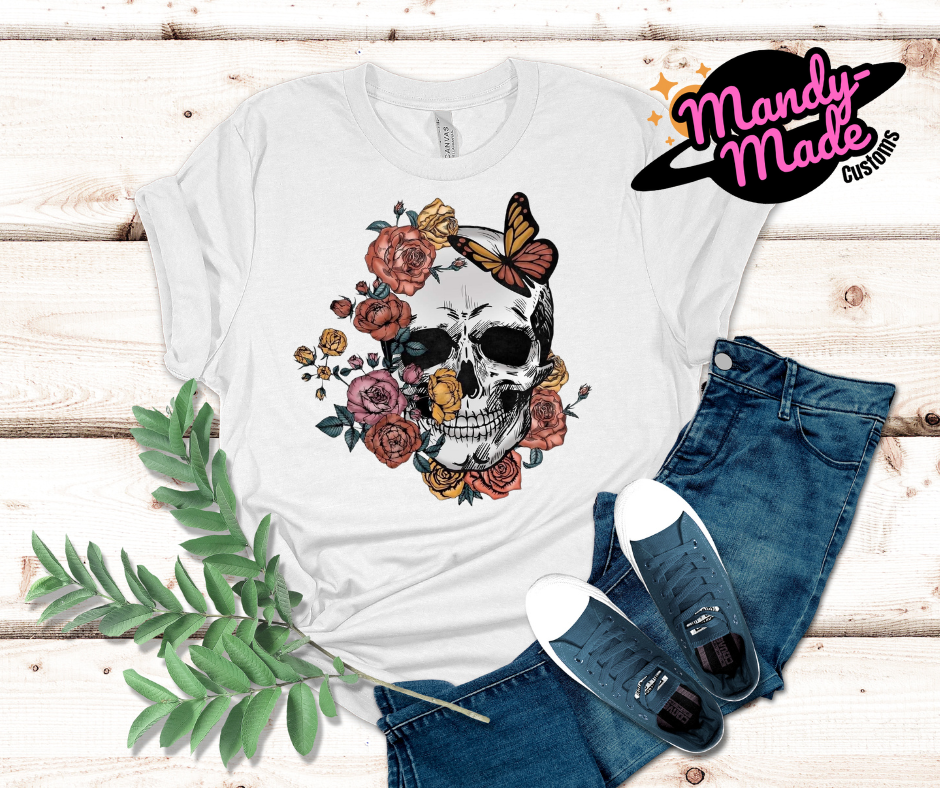 Butterfly and skull tee