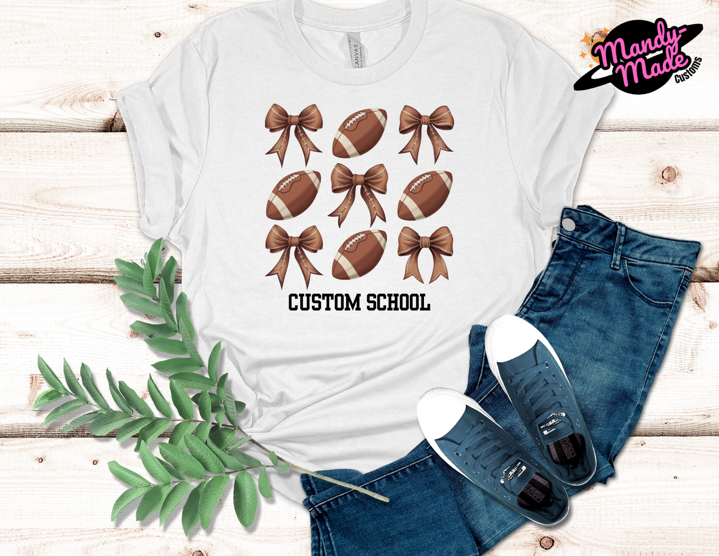 Custom Football Bow Tee